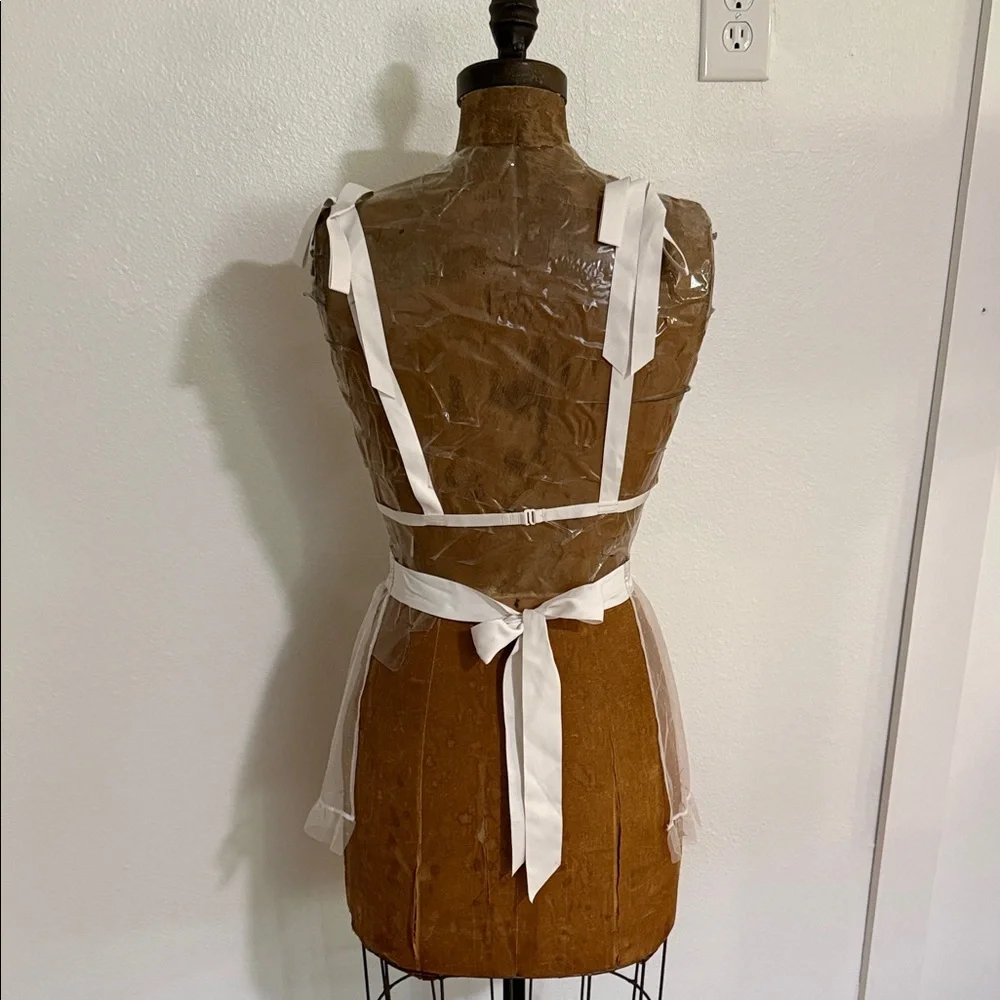 NWT Victoria’s Secret Tease White Heart-Bust Sheer Babydoll French Maid Size L